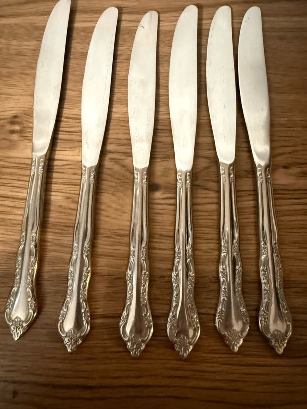 Silver-Tone Ornate Dinner Knives - Set of 6